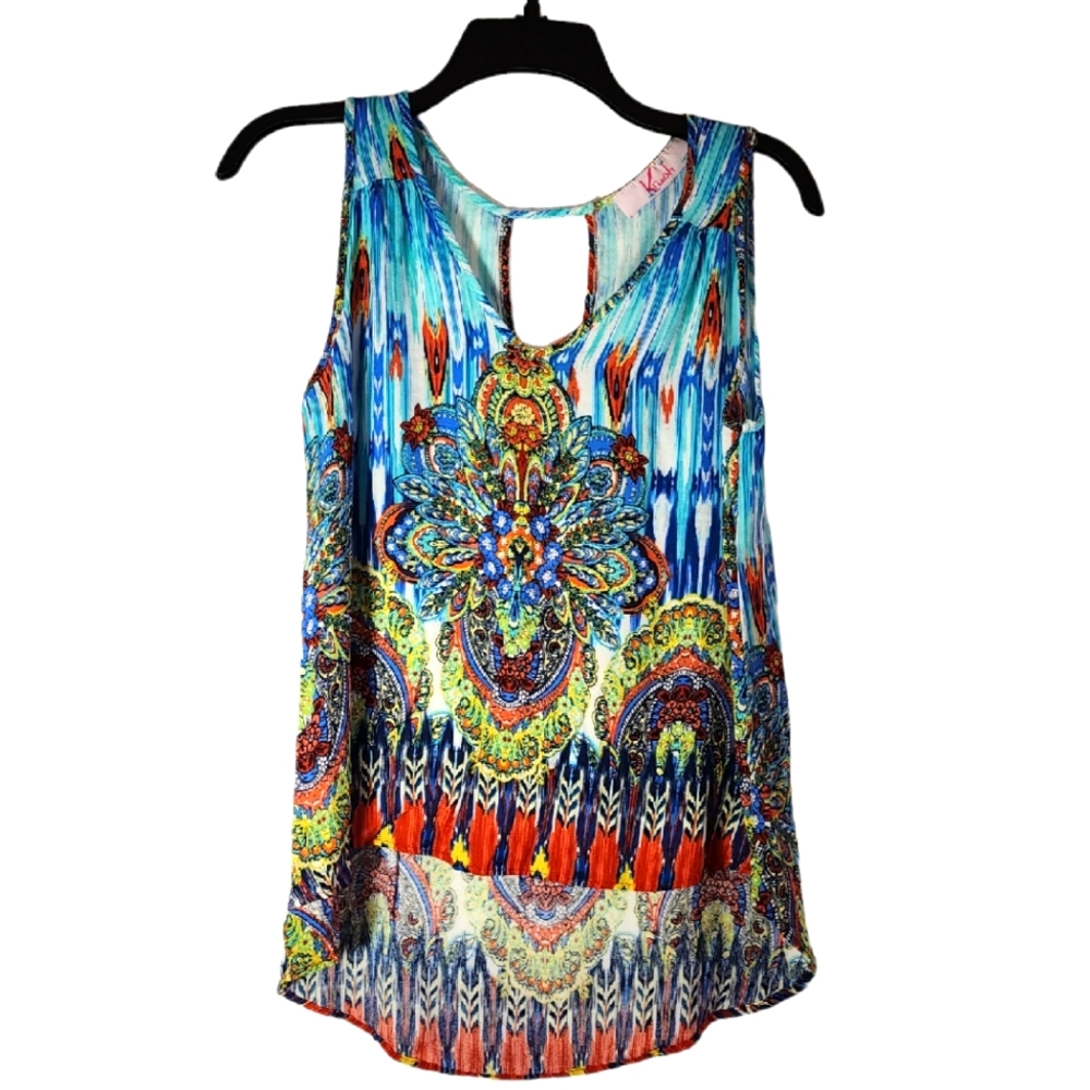 Krush V-Necked Tank with a Keyhole Back Neck and Hi'Lo Hem